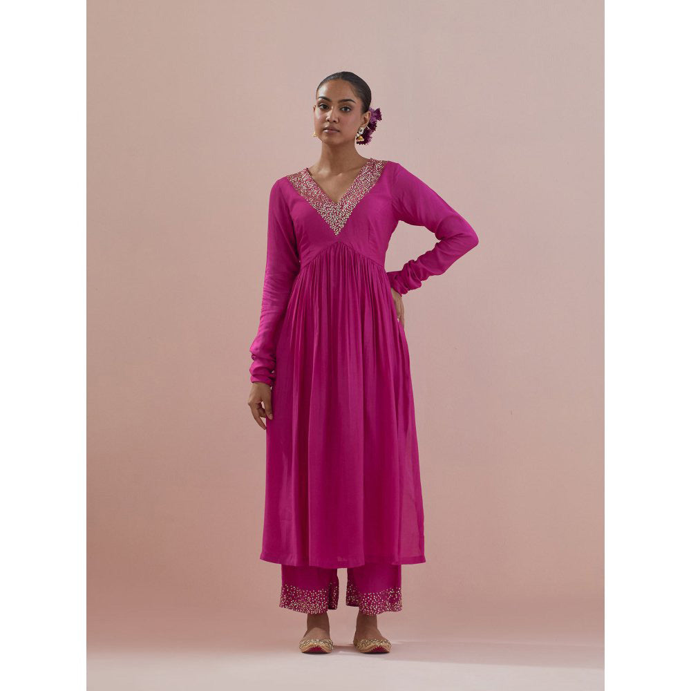 Ikshita Choudhary Pink Embellished Anarkali Kurta