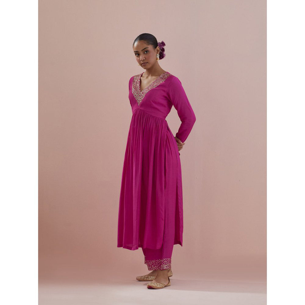 Ikshita Choudhary Pink Embellished Anarkali Kurta