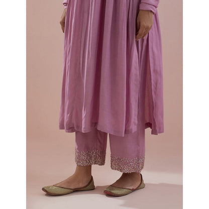 Ikshita Choudhary Lavender Embellished Anarkali Kurta with Pant (Set of 2)