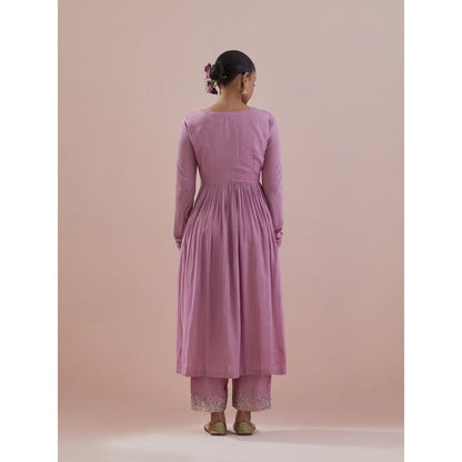 Ikshita Choudhary Lavender Embellished Anarkali Kurta with Pant (Set of 2)