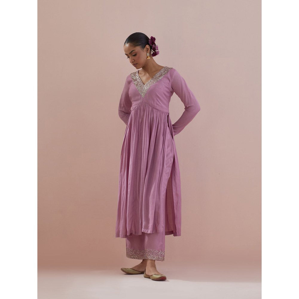 Ikshita Choudhary Lavender Embellished Anarkali Kurta