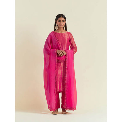 Ikshita Choudhary Pink Kurta with Pant and Dupatta (Set of 3)