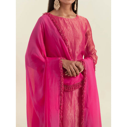 Ikshita Choudhary Pink Kurta with Pant and Dupatta (Set of 3)