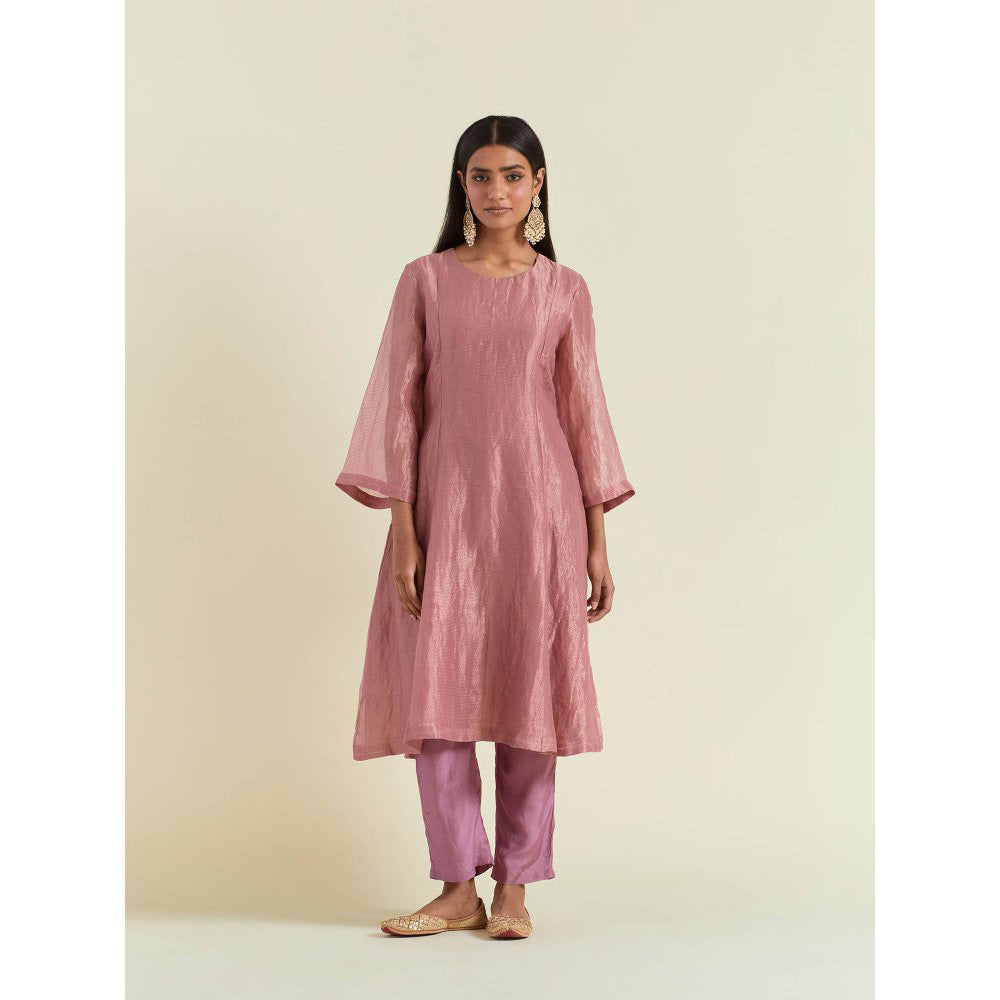 Ikshita Choudhary Dusty Rose Gold Kurta with Pant and Dupatta (Set of 3)