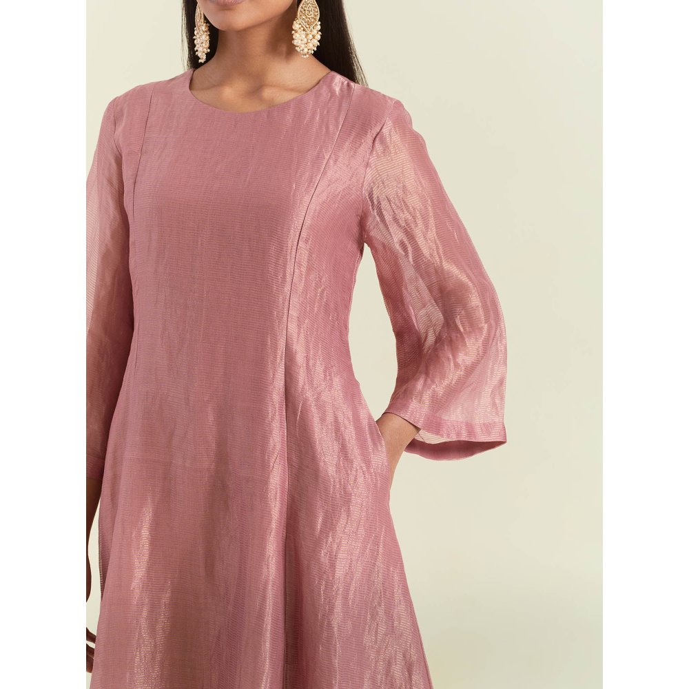 Ikshita Choudhary Dusty Rose Gold Kurta with Pant and Dupatta (Set of 3)
