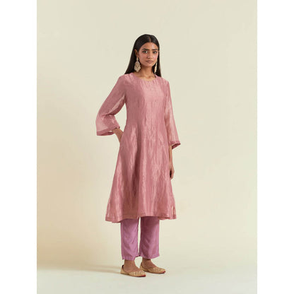 Ikshita Choudhary Dusty Rose Gold Kurta with Pant (Set of 2)