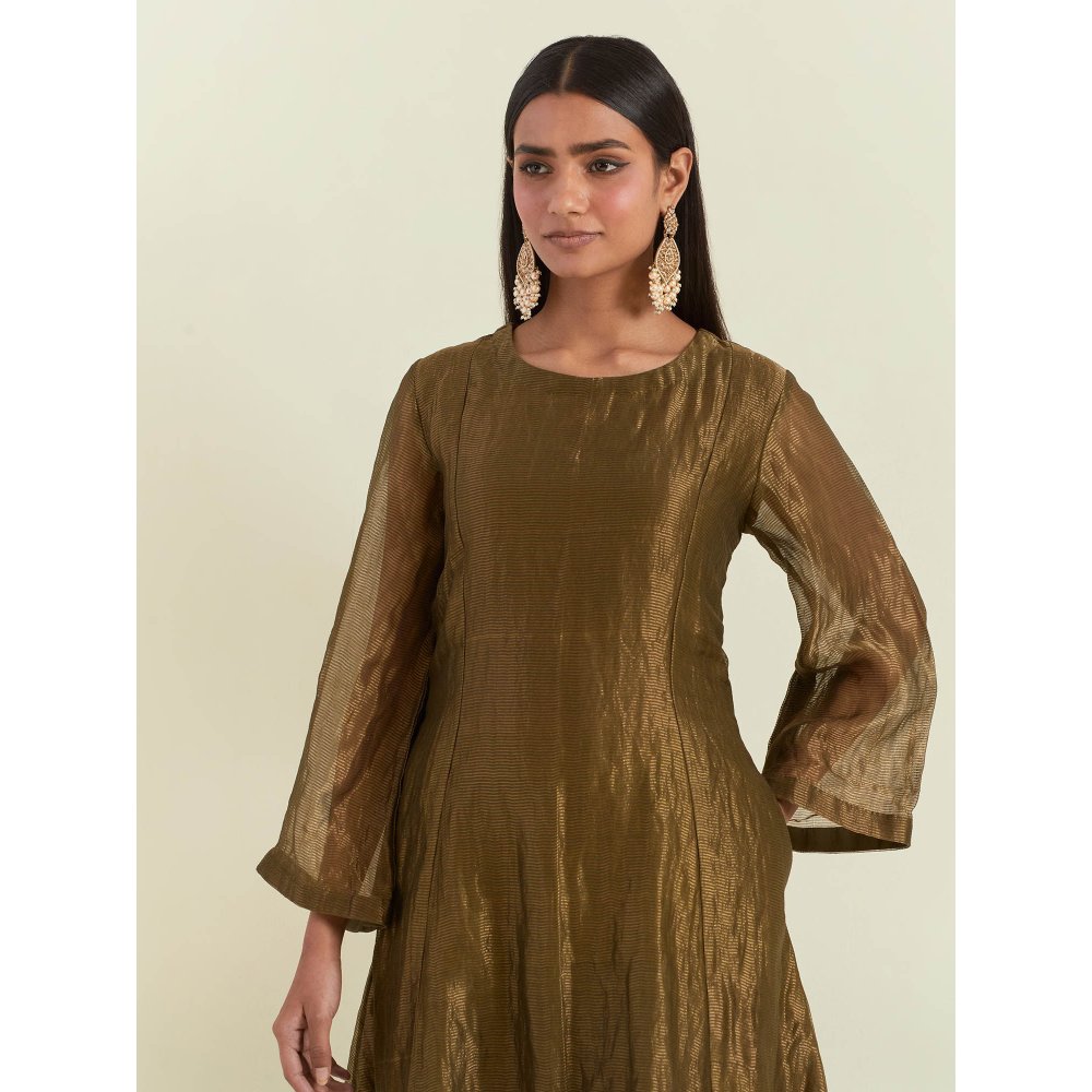 Ikshita Choudhary Olive Green Kurta with Pant (Set of 2)