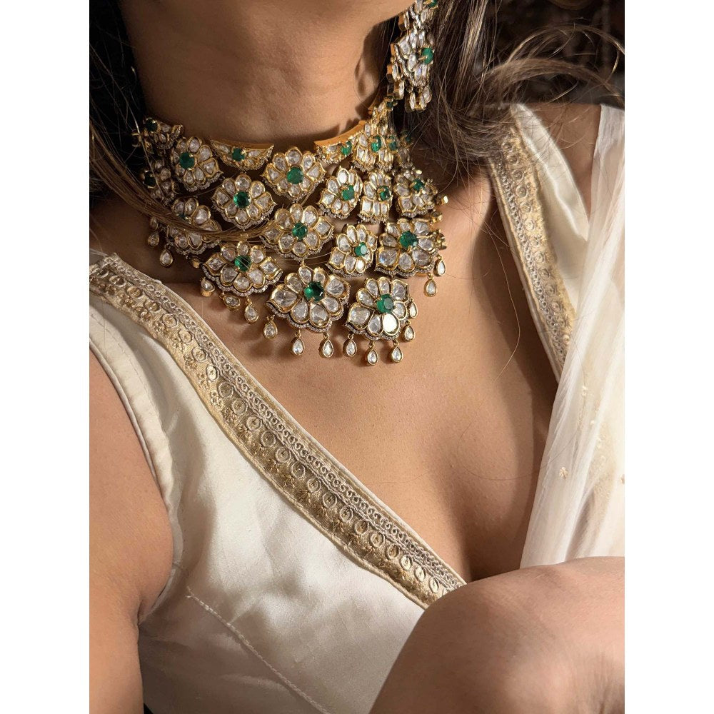 ILLUMINATE JEWELLERY Zaara Zewar Multicolor Choker with Earrings
