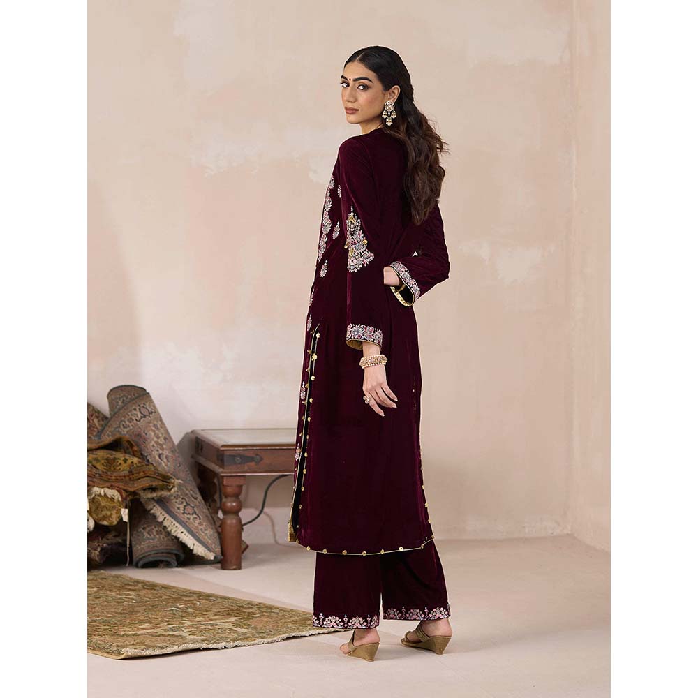 Inej Maroon Straight Kurta with Pant (Set of 2)
