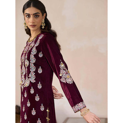 Inej Maroon Straight Kurta with Pant (Set of 2)