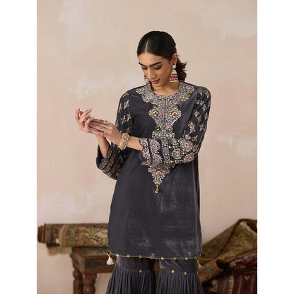 Inej Grey Short Kurti with Sharara (Set of 2)