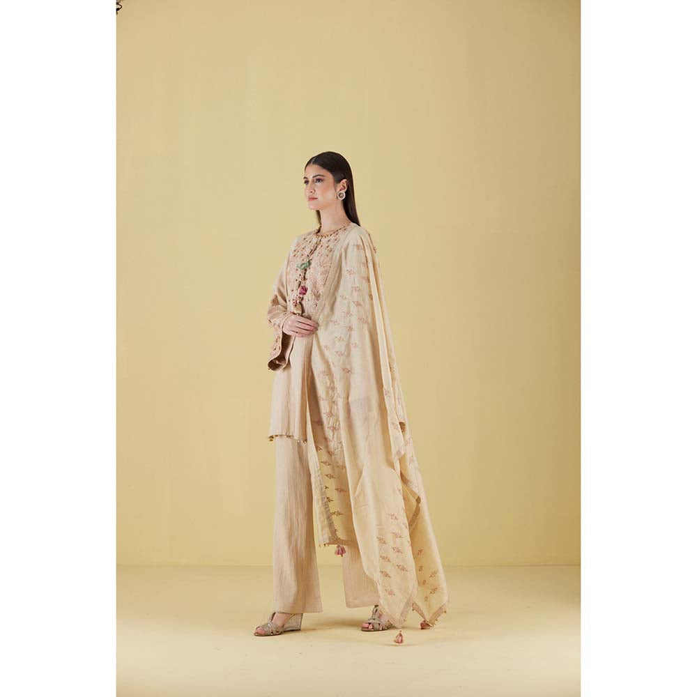 Inej Kashmiri Kurta in Beige with Pant (Set of 2)