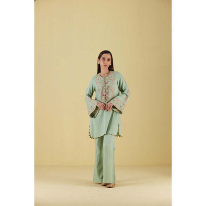 Inej Kashmiri Kurta in Sea Green Mint with Pant (Set of 2)