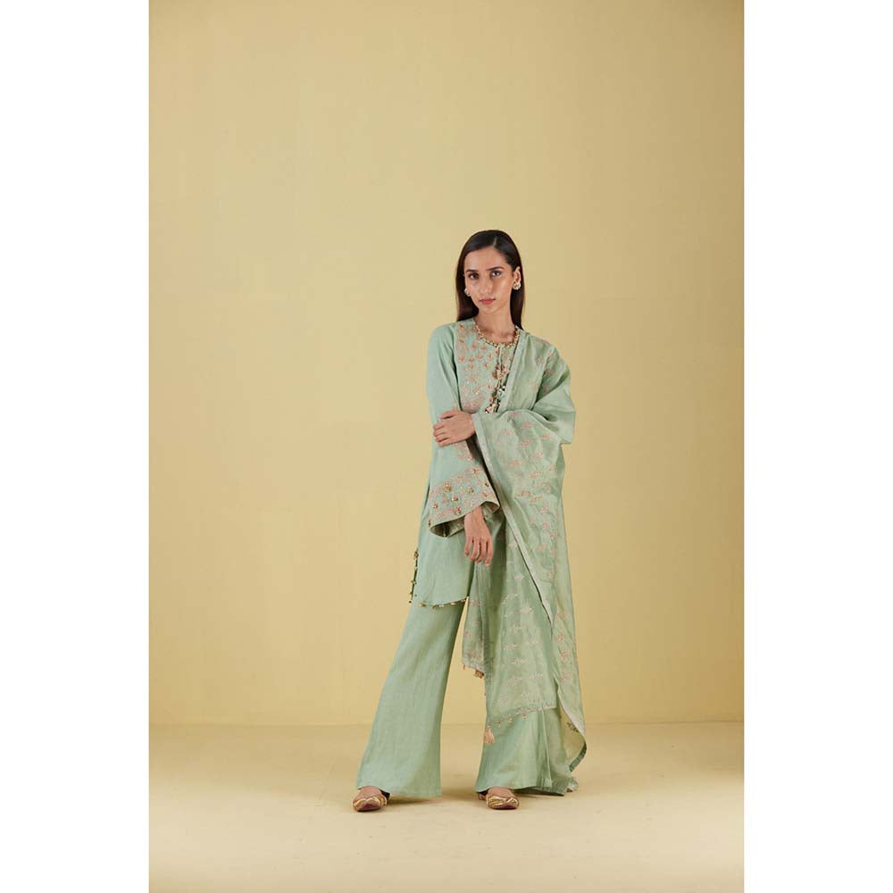 Inej Kashmiri Kurta in Sea Green Mint with Pant (Set of 2)