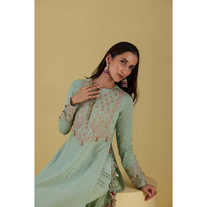 Inej Kurta Straight Sea Green Mint with Pant (Set of 2)