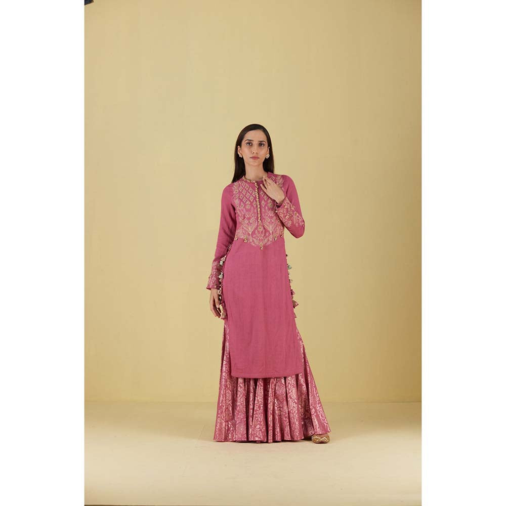Inej Kurta Straight Pearly Pink with Pant (Set of 2)