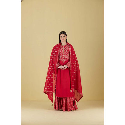 Inej Kurta Straight Red with Pant (Set of 2)