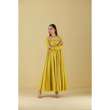 Inej Kurta Long Kali Corn Yellow with Pant (Set of 2)