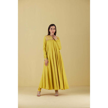 Inej Kurta Long Kali Corn Yellow with Pant (Set of 2)