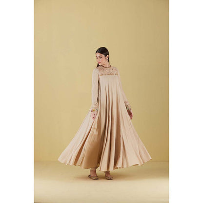 Inej Kurta Long Kali Beige with Pant (Set of 2)