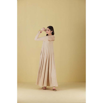 Inej Kurta Long Kali Beige with Pant (Set of 2)