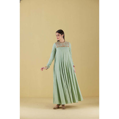 Inej Kurta Long Kali Sea Green Mint with Pant (Set of 2)