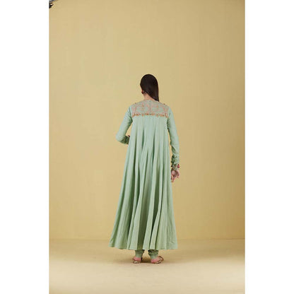 Inej Kurta Long Kali Sea Green Mint with Pant (Set of 2)