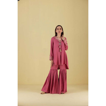 Inej Coat Pearly Pink Kurta with Sharara (Set of 2)