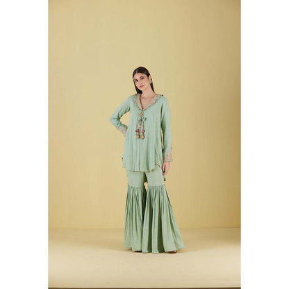 Inej Coat Sea Green Mint Kurta with Sharara (Set of 2)