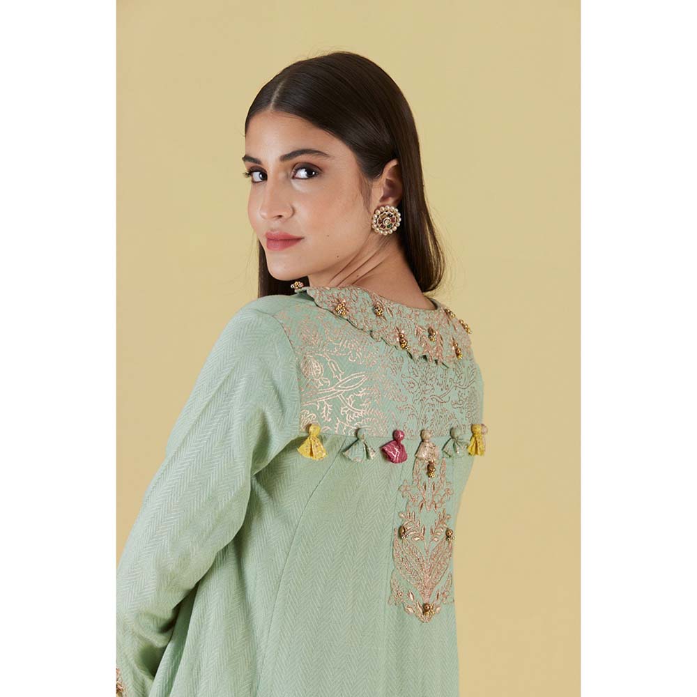 Inej Coat Sea Green Mint Kurta with Sharara (Set of 2)