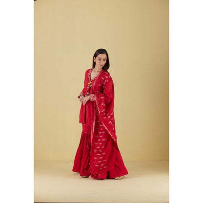 Inej Coat Red Kurta with Sharara (Set of 2)
