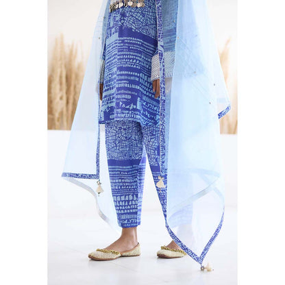 Inej Blue Printed Dupatta