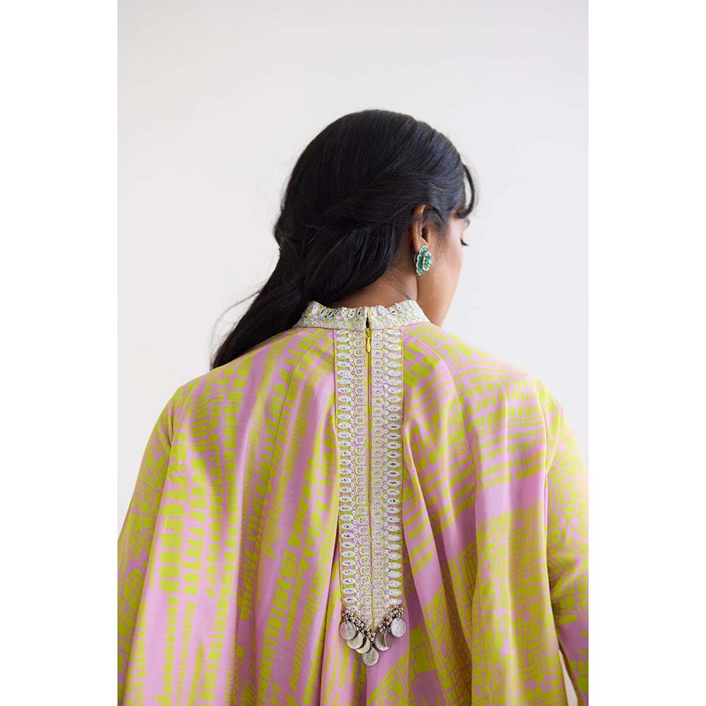 Inej Lakeer Yellow Open Drape Cape Kurta with Pant (Set of 2)