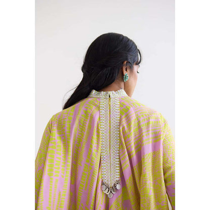Inej Lakeer Yellow Open Drape Cape Kurta with Pant (Set of 2)