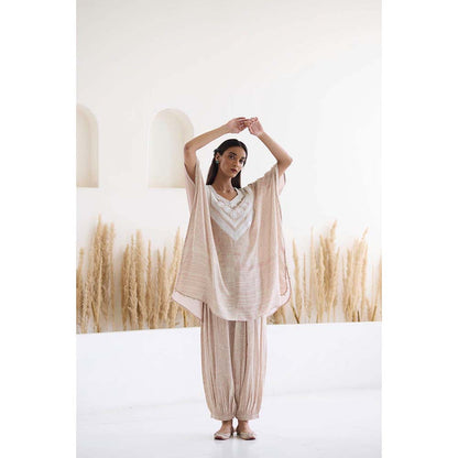 Inej Lakeer Beige Kaftan Beige Kaftan Kurta with Pant (Set of 2)
