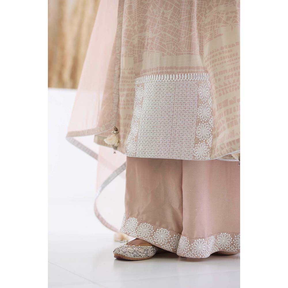 Inej Lakeer Beige Side gather Kurta with Palazzo (Set of 2)