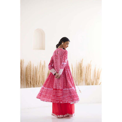 Inej Lakeer Pink Side gather Kurta with Palazzo (Set of 2)