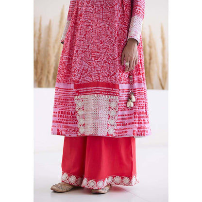Inej Lakeer Pink Side gather Kurta with Palazzo (Set of 2)