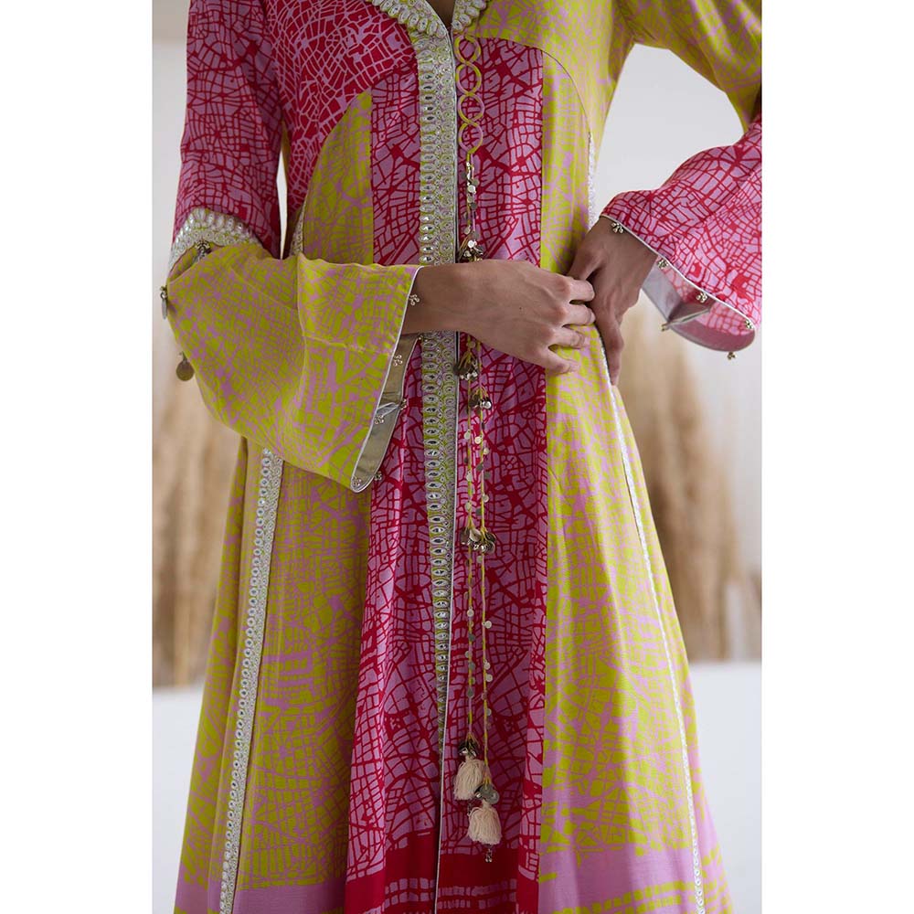 Inej Lakeer Multicoloured Kali Kurta with Palazzo (Set of 2)