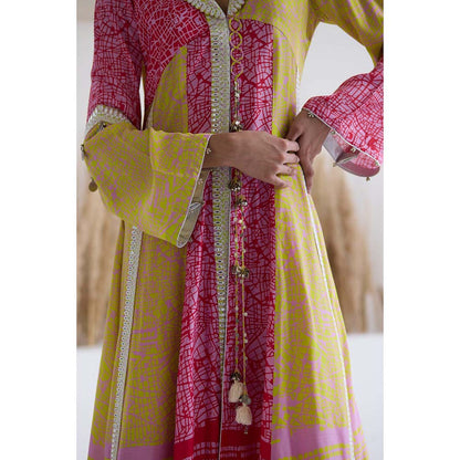 Inej Lakeer Multicoloured Kali Kurta with Palazzo (Set of 2)