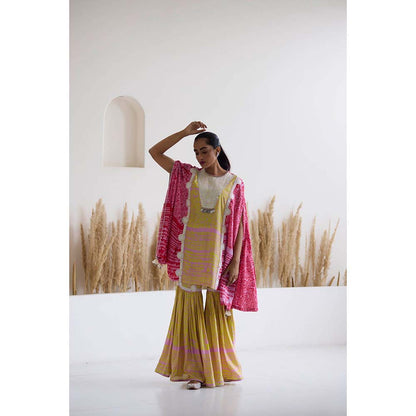 Inej Lakeer Drape Kurta Cape with Sharara (Set of 2)