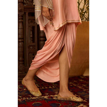 Inej Leher Peach Drape Skirt with Kurti (Set of 2)