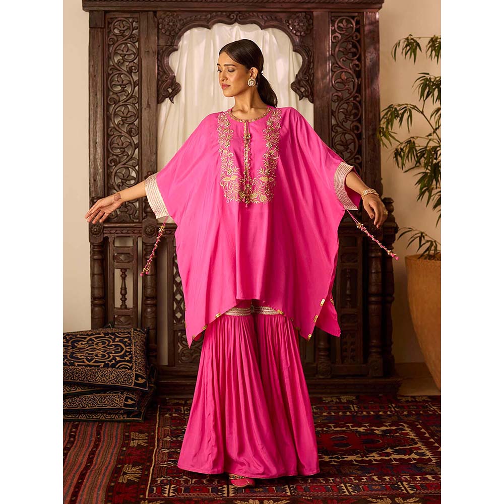 Inej Leher Hot Pink Kaftan with Sharara (Set of 2)