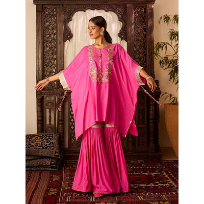 Inej Leher Hot Pink Kaftan with Sharara (Set of 2)
