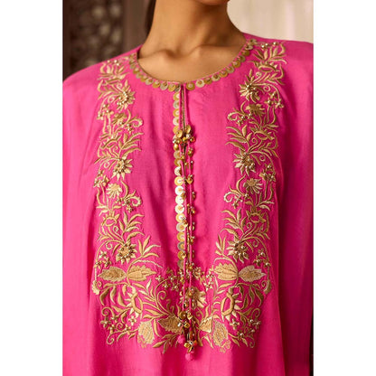 Inej Leher Hot Pink Kaftan with Sharara (Set of 2)