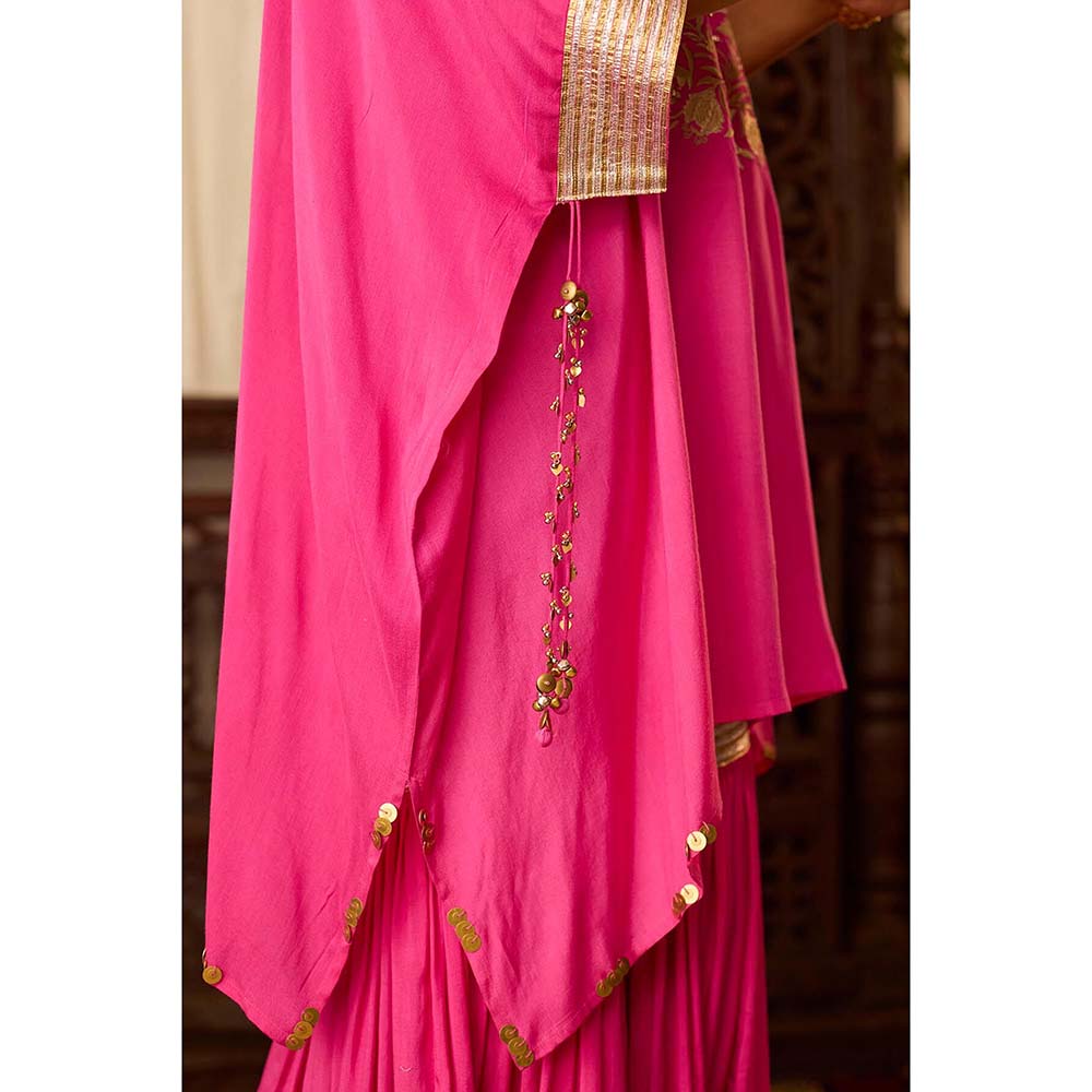 Inej Leher Hot Pink Kaftan with Sharara (Set of 2)