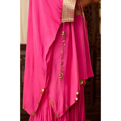 Inej Leher Hot Pink Kaftan with Sharara (Set of 2)