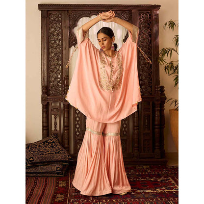 Inej Leher Peach Kaftan with Sharara (Set of 2)