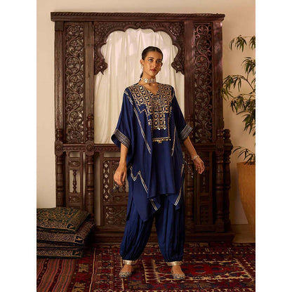 Inej Leher Navy Blue Kaftan with Salwar (Set of 2)