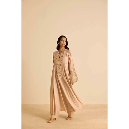 Inej Beige Anarkali with Pant and Dupatta (Set of 3)